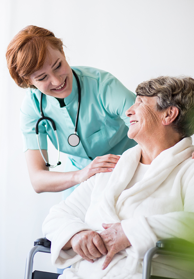 Doctor and patient on wheelchair