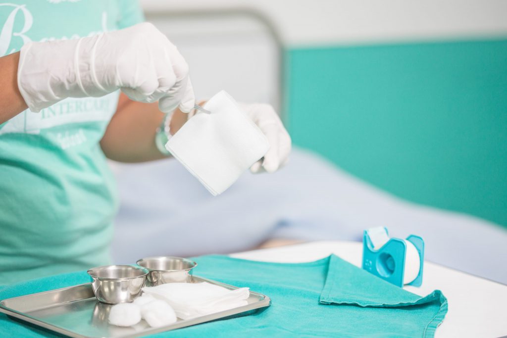 Nurse Preparing Wound Care Kit