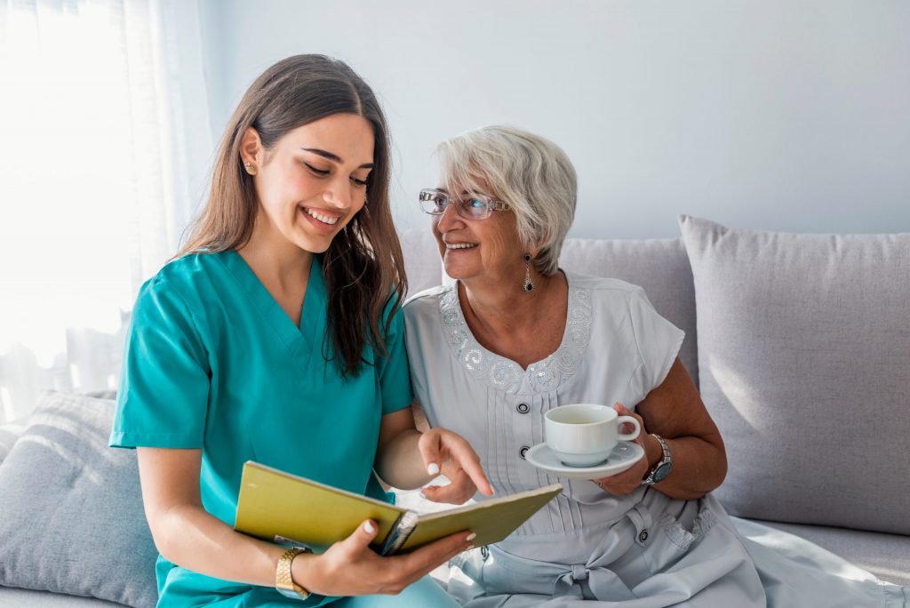 Nurse Happily Communicating with Patient