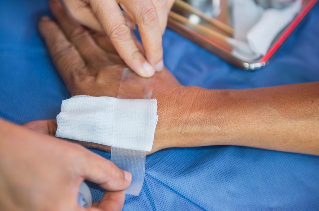 Hand with gauze